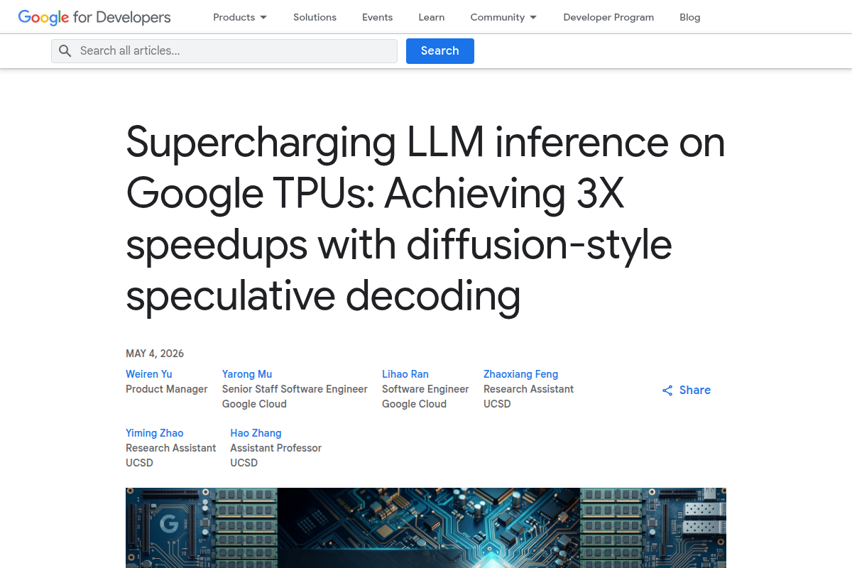 Achieving 3X speedups on Google TPUs with diffusion-style speculative decoding screenshot