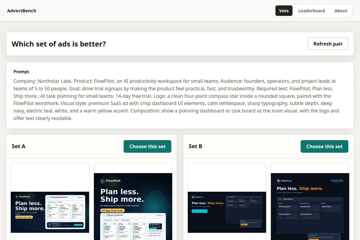 AdvertBench screenshot