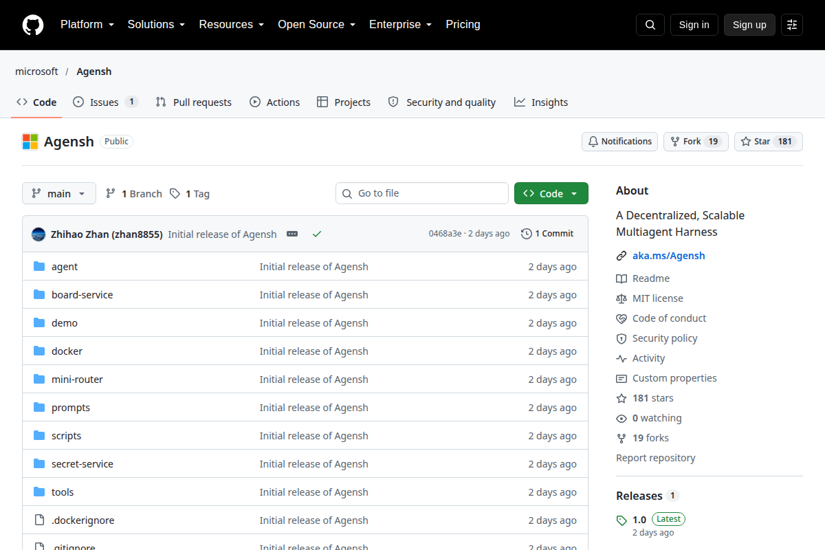 Agensh screenshot