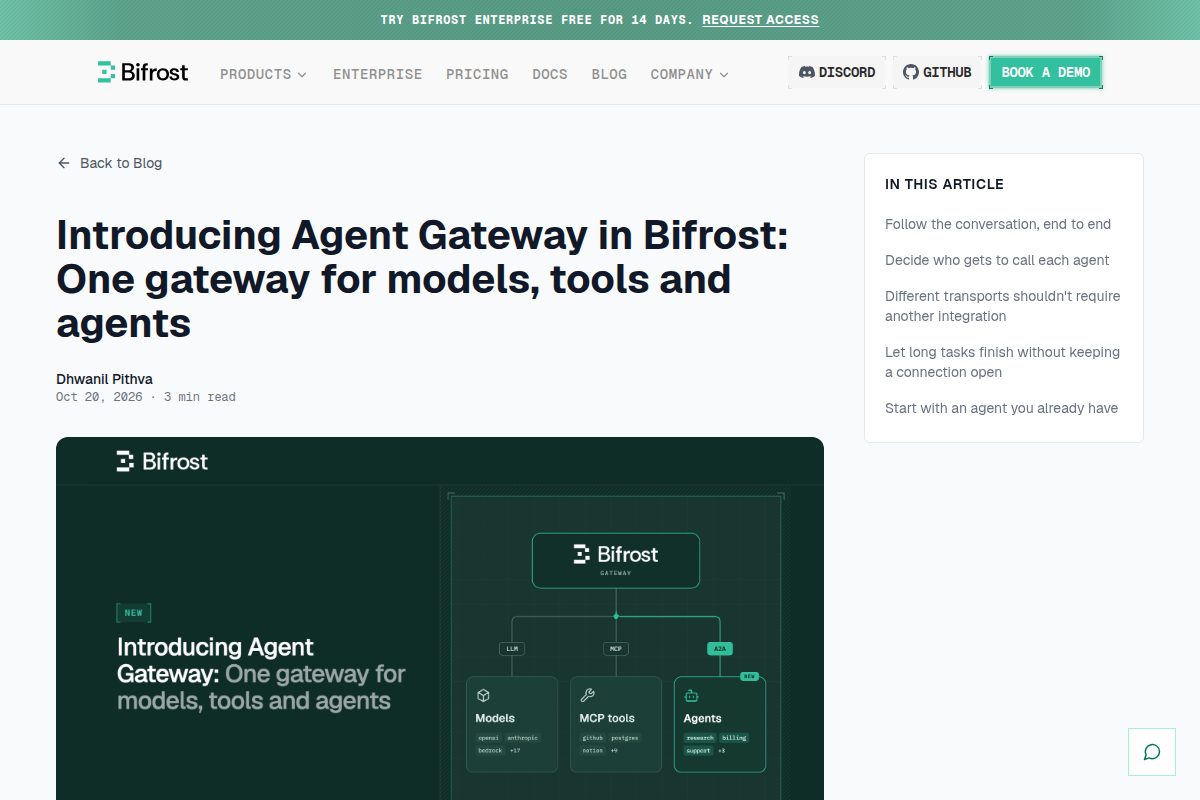 Agent Gateway in Bifrost screenshot