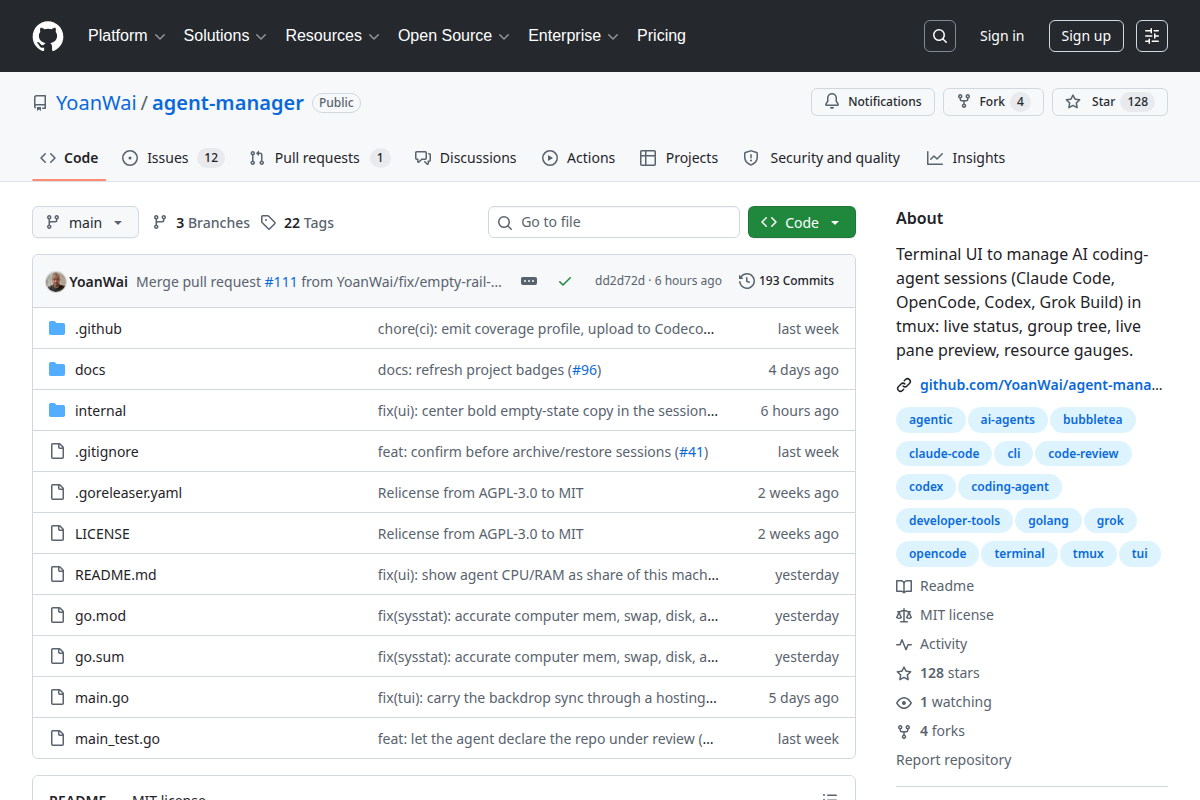 Agent Manager screenshot