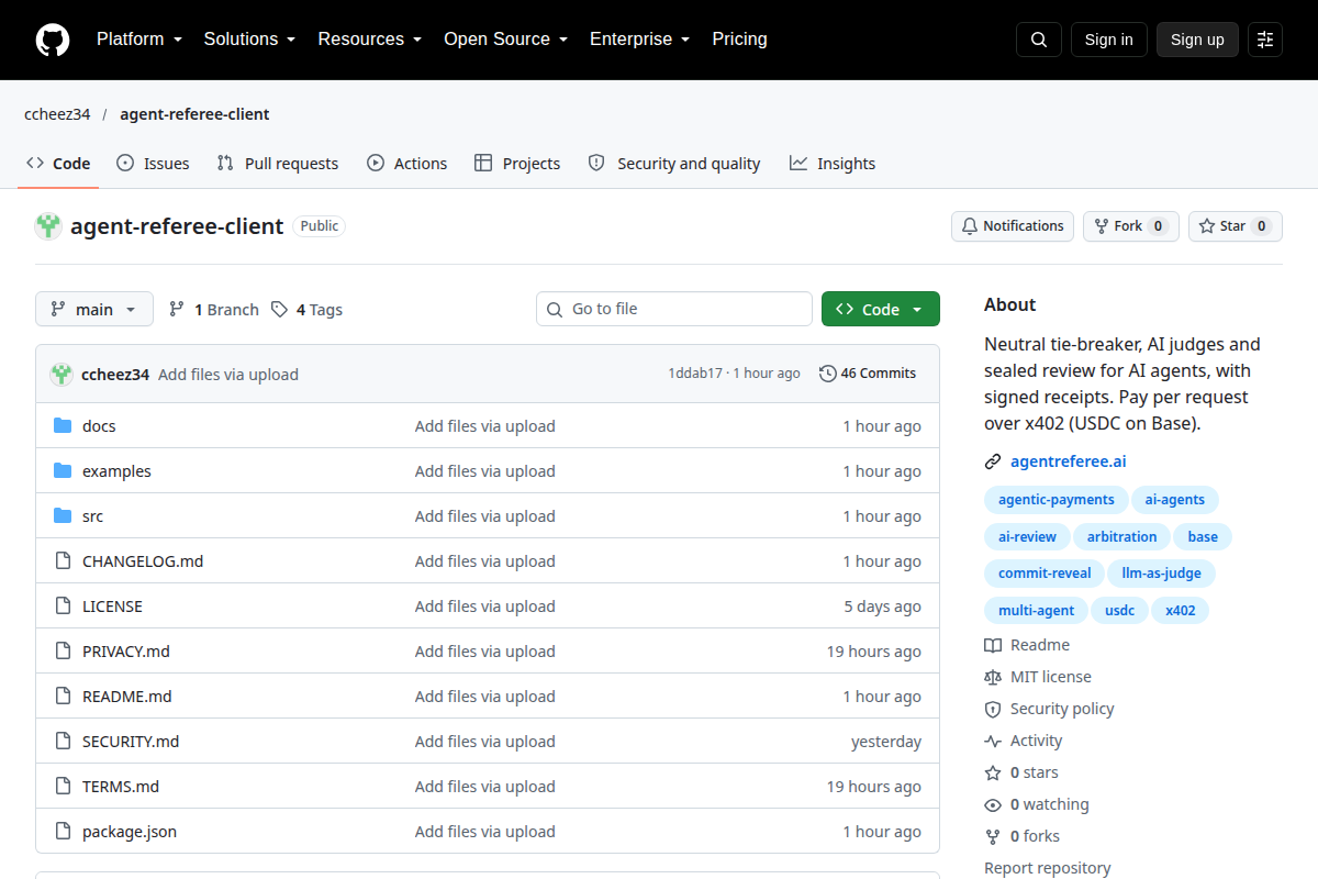 Agent Referee Client screenshot