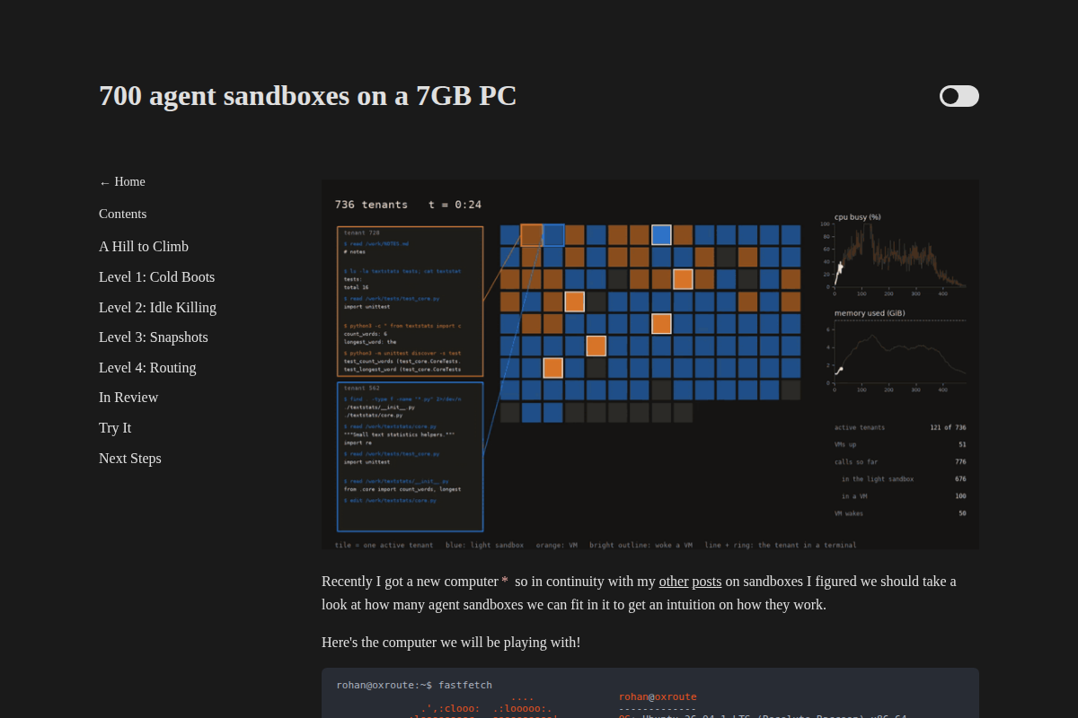 Agent Sandboxes on a 7GB PC screenshot