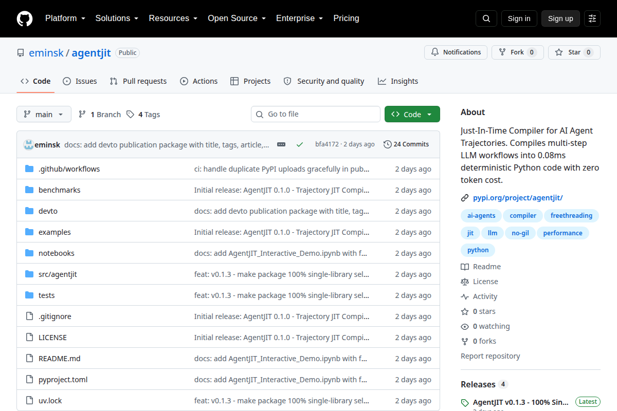 AgentJIT screenshot