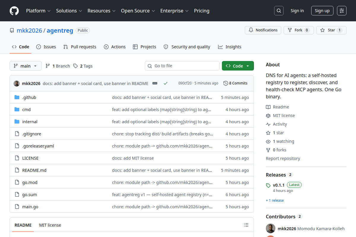 Agentreg screenshot