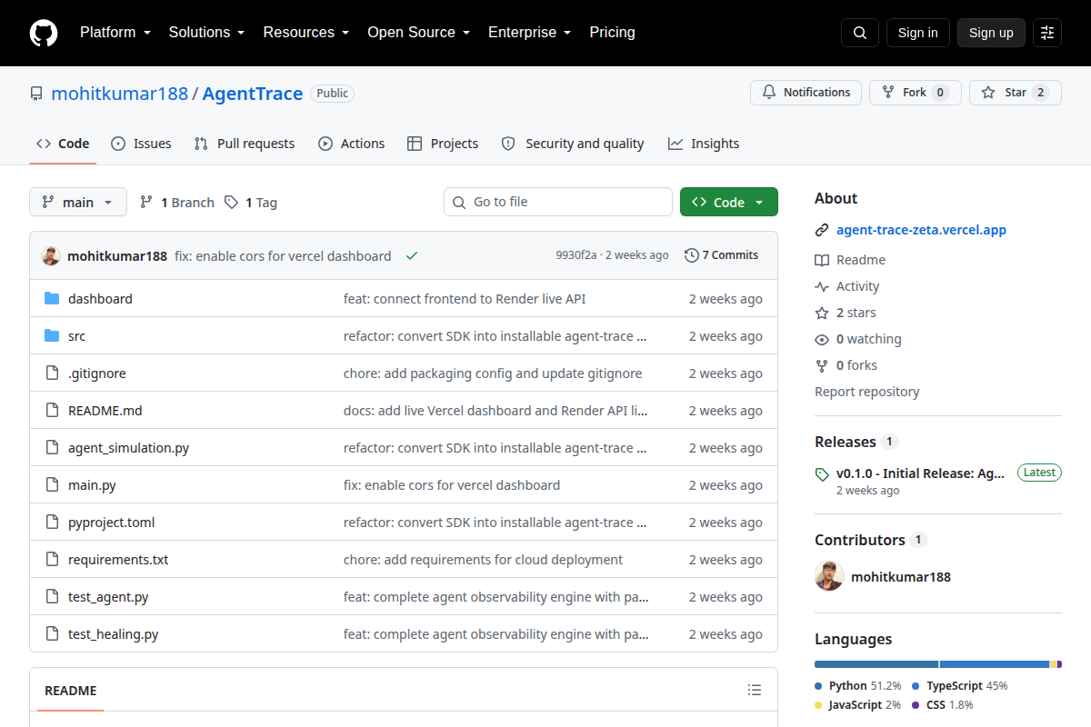 AgentTrace screenshot