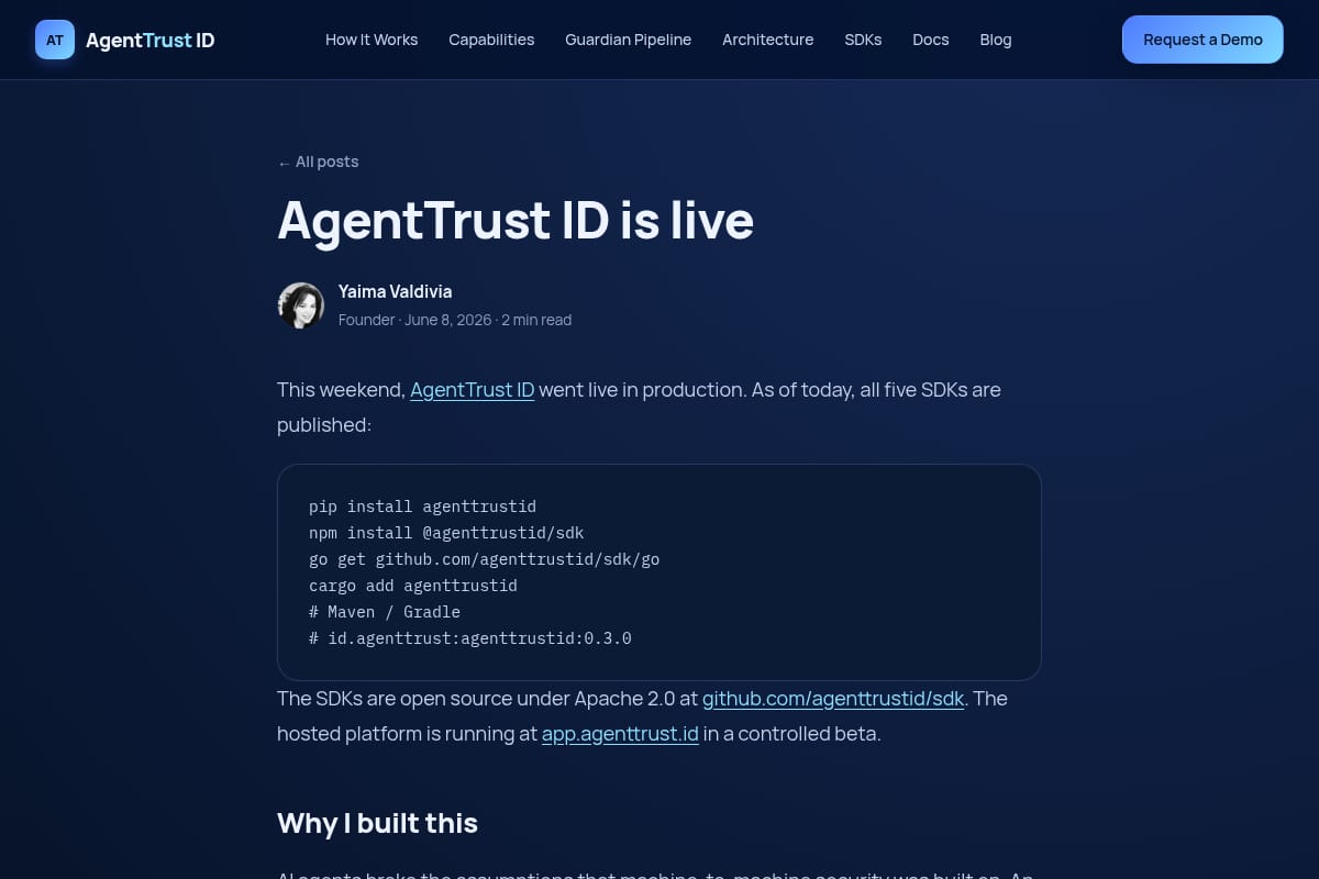 AgentTrust ID screenshot