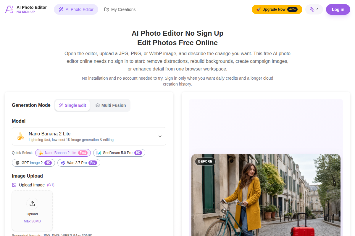 AI Photo Editor No Sign Up screenshot
