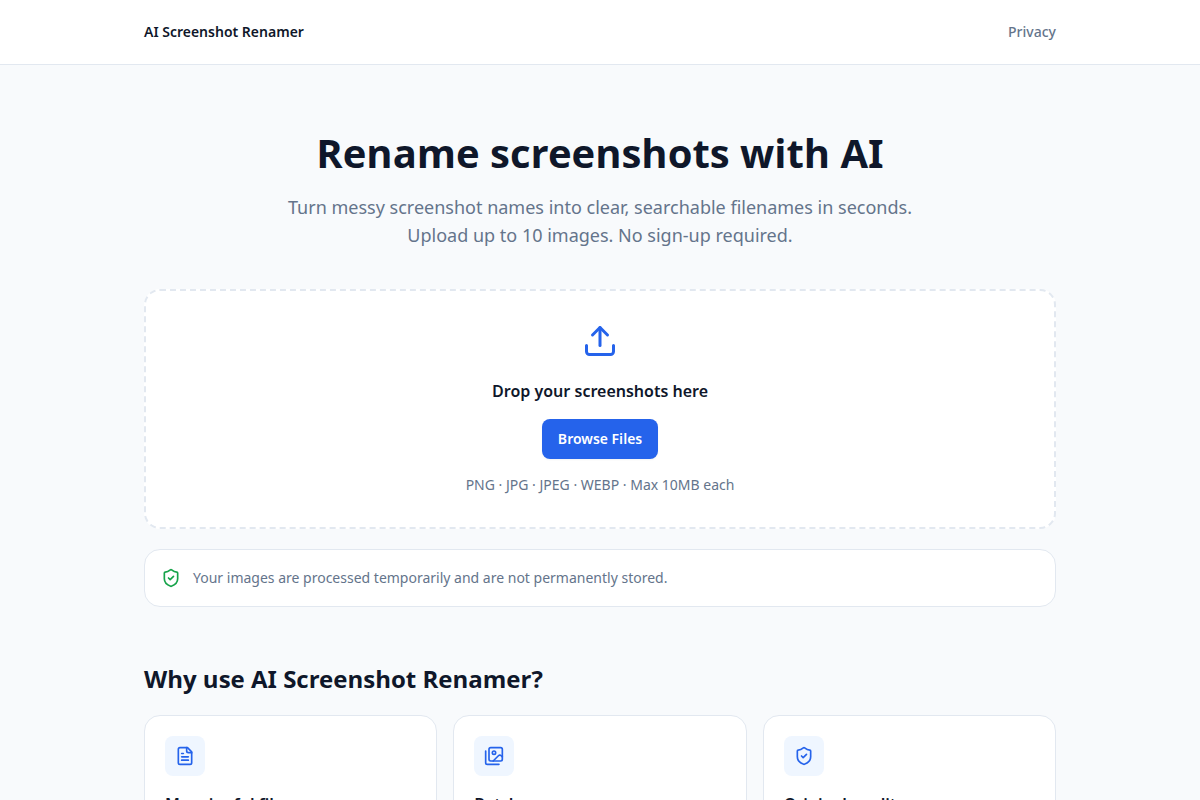 AI Screenshot Renamer screenshot