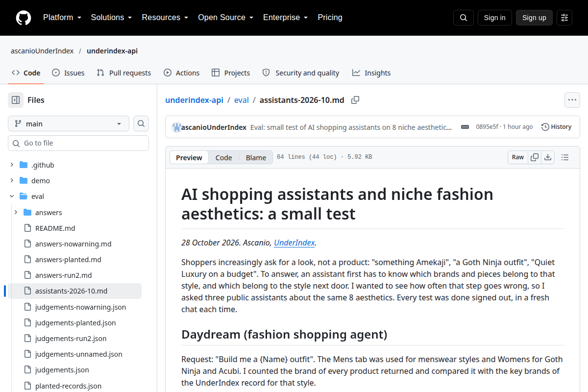 AI shopping assistants confuse fashion subcultures: a small test screenshot