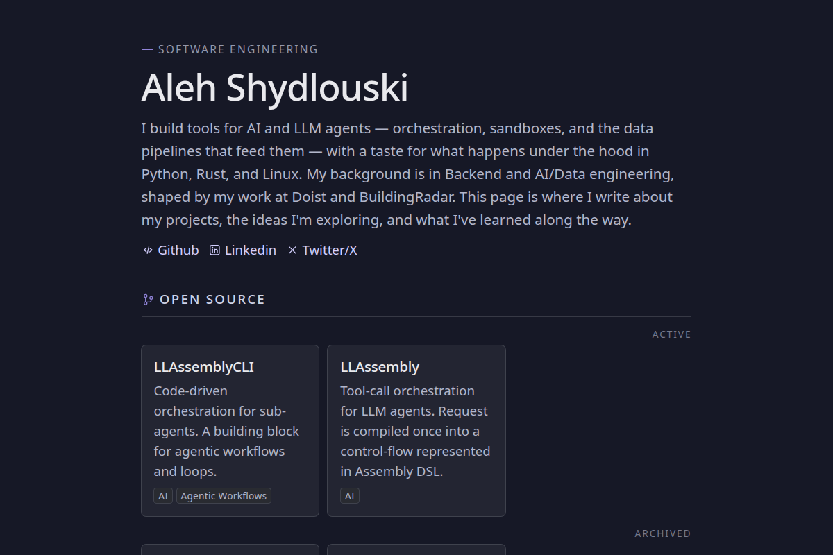 Aleh Shydlouski blog screenshot