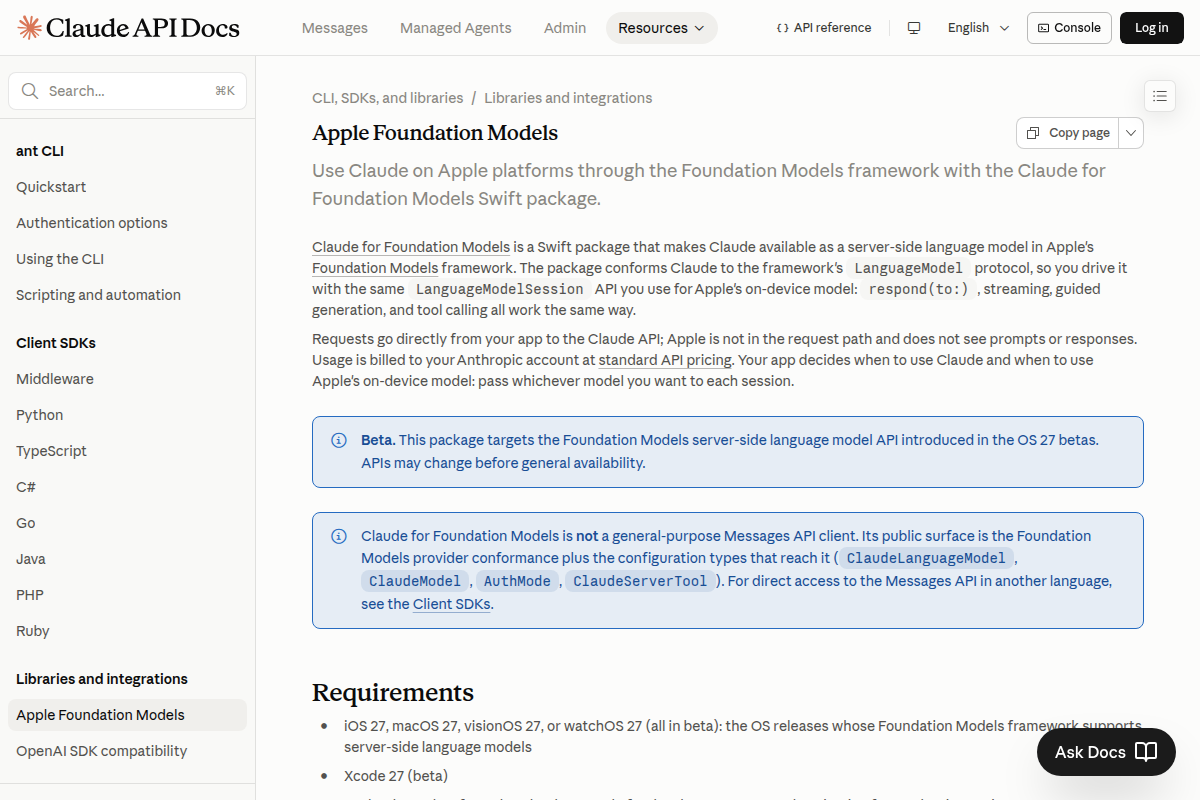 Apple Foundation Models screenshot