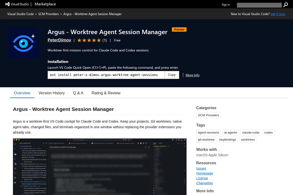 Argus – Worktree Agent Session Manager thumbnail