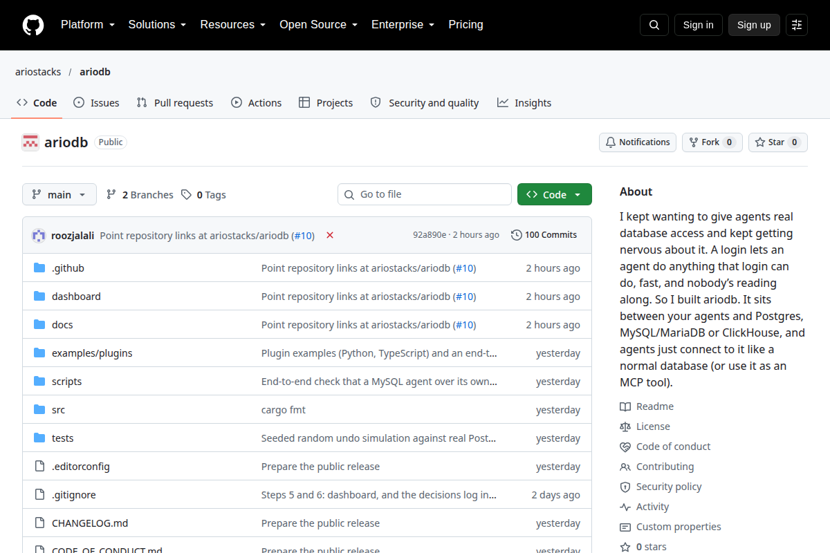 Ariodb screenshot