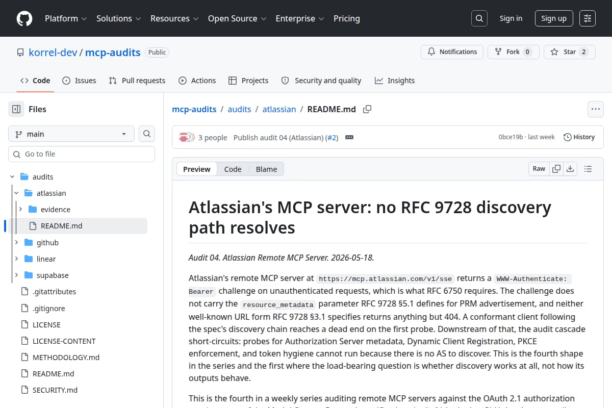 Atlassian MCP server audit: RFC 9728 discovery path failure thumbnail