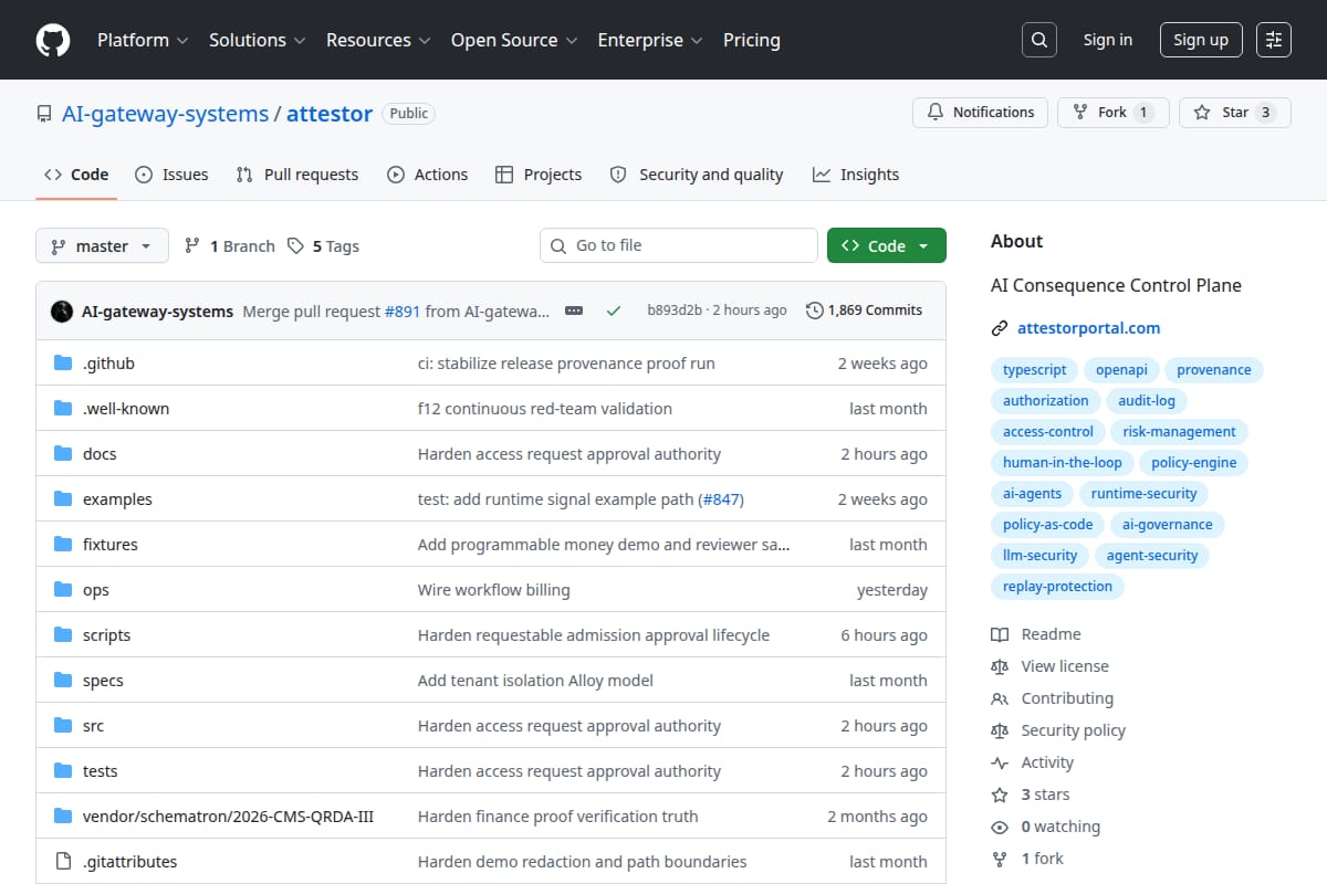 Attestor screenshot