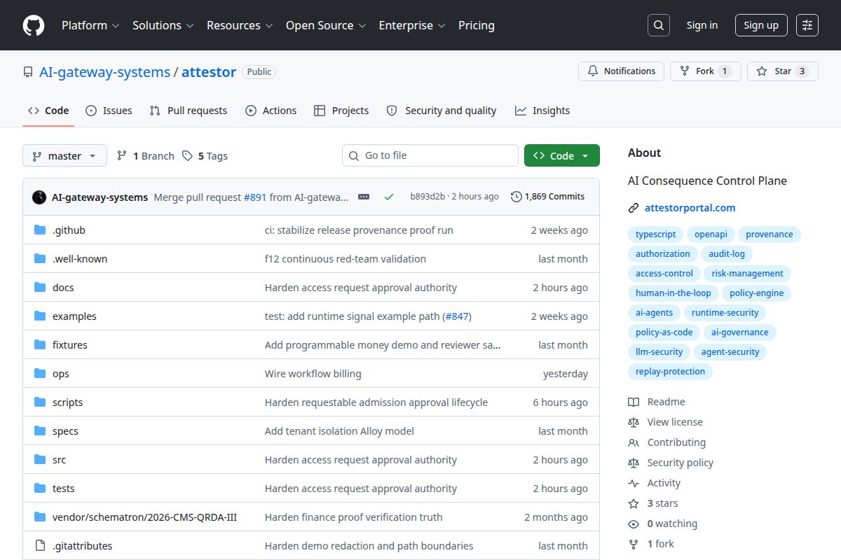 Attestor screenshot
