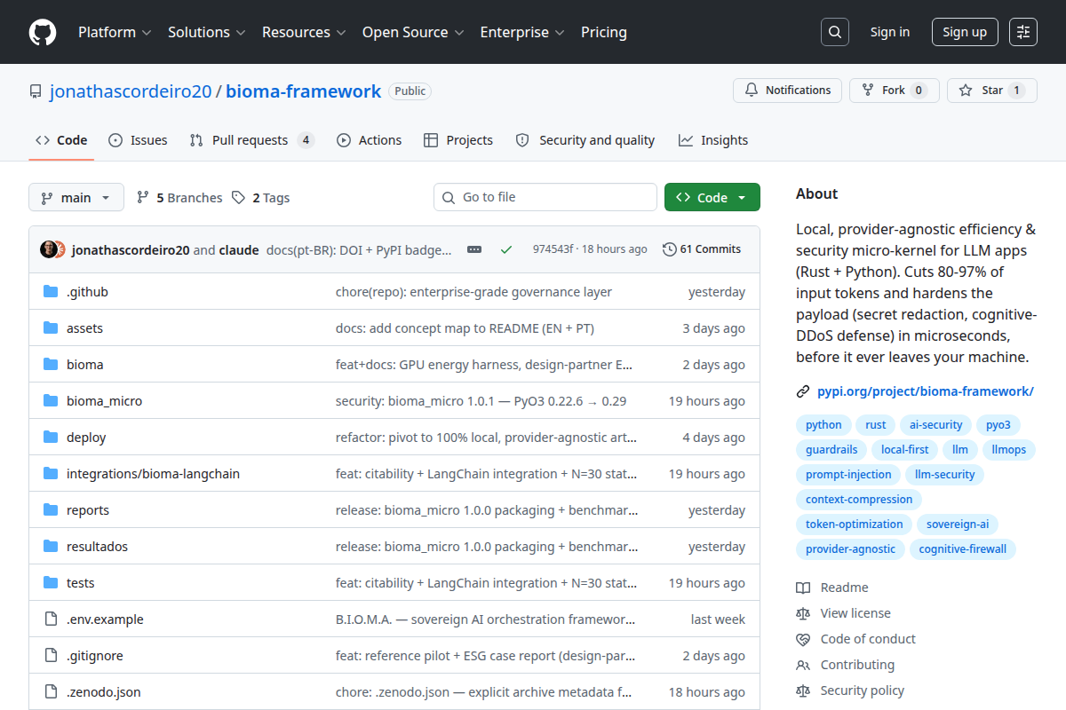 B.I.O.M.A. Framework screenshot