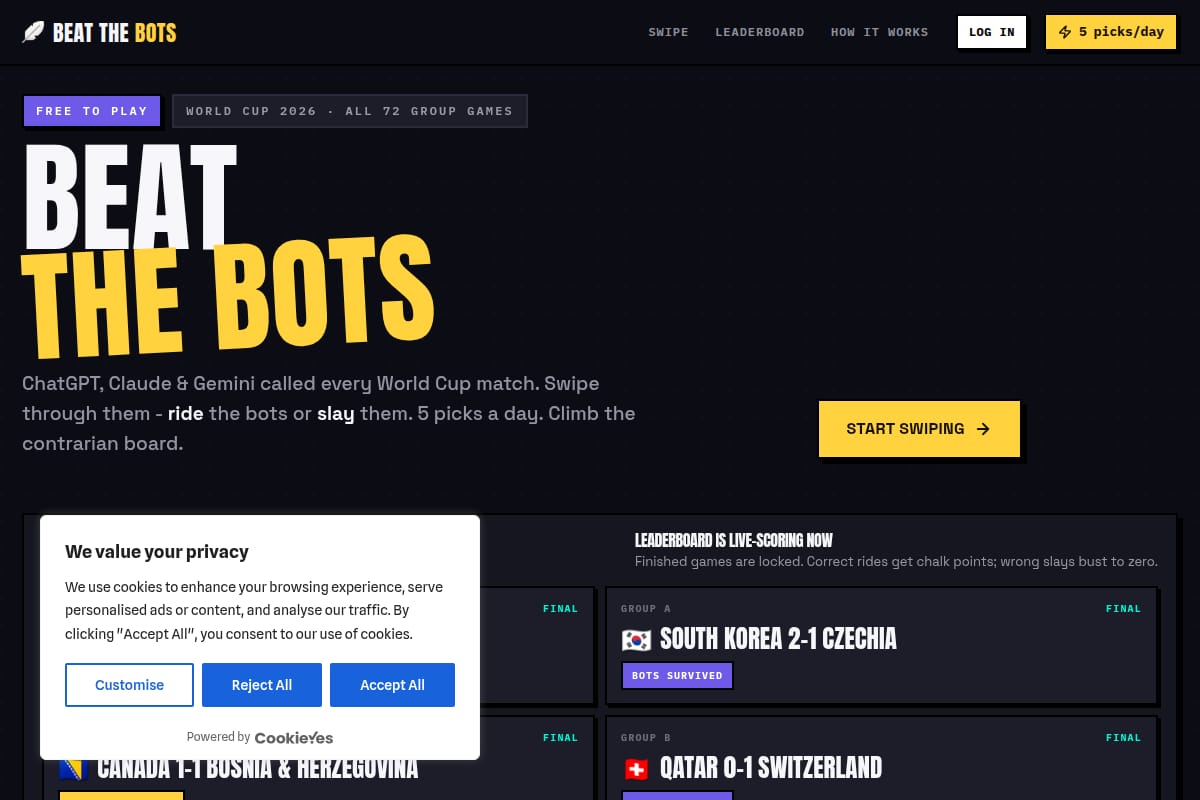 Beat the Bots - World Cup 2026 vs AI screenshot