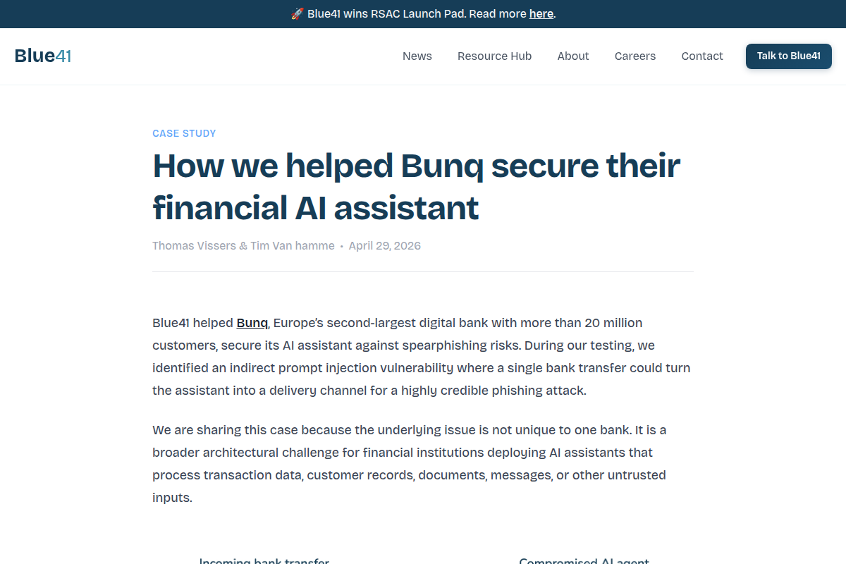Blue41: Securing a financial AI assistant screenshot