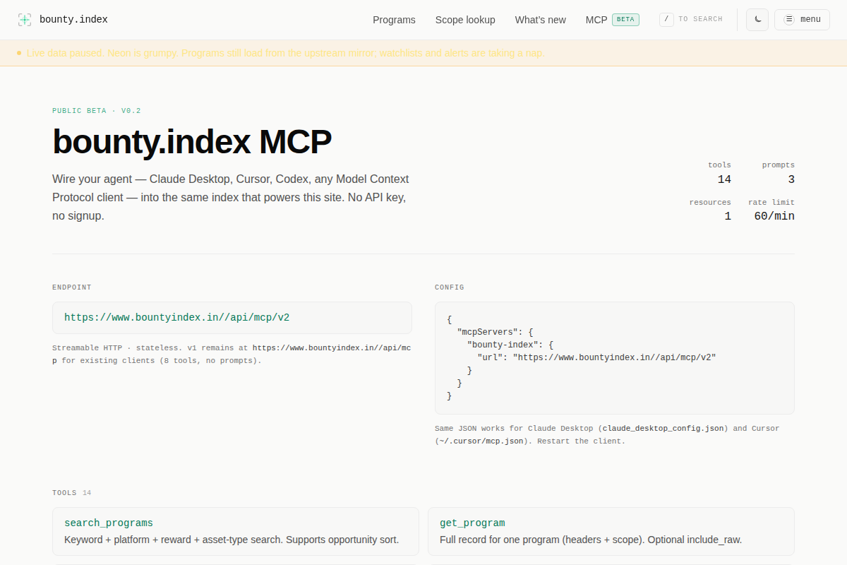 bounty.index MCP server screenshot