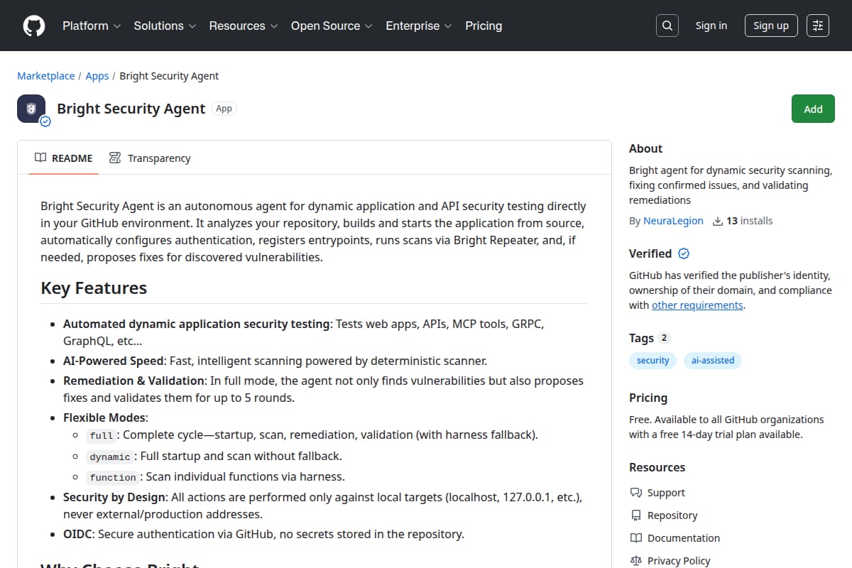 Bright Security Agent screenshot