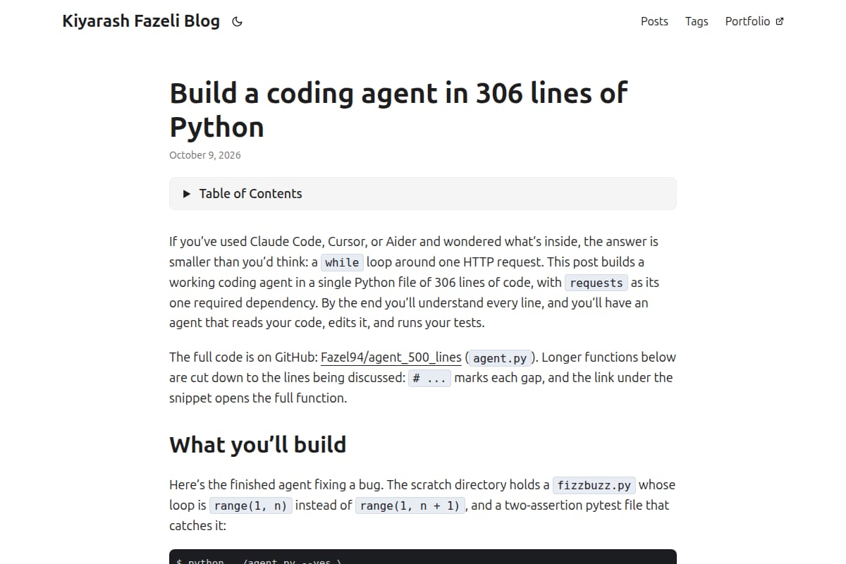 Build a coding agent in 306 lines of Python thumbnail