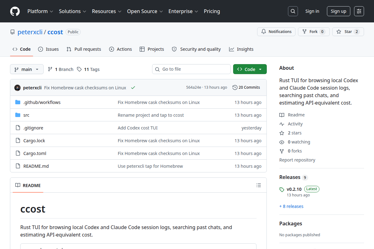 ccost screenshot