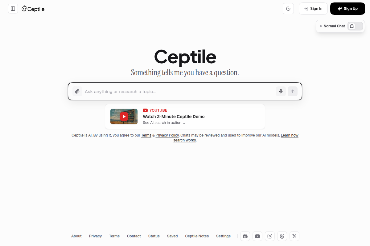 Ceptile AI Search screenshot