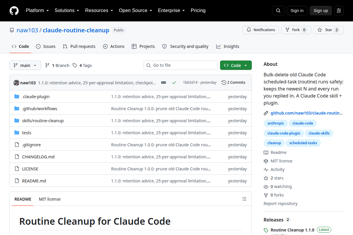 Claude Routine Cleanup screenshot