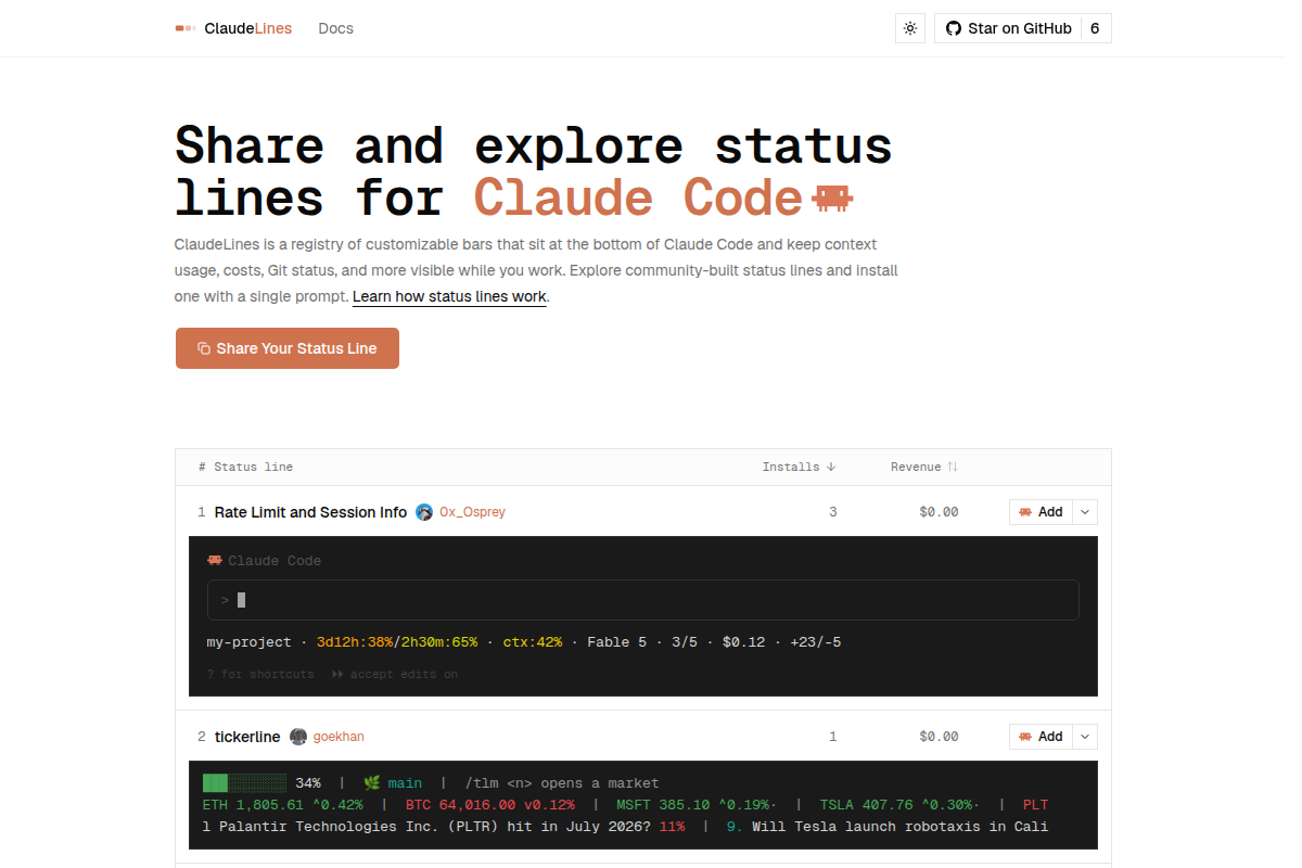 ClaudeLines screenshot