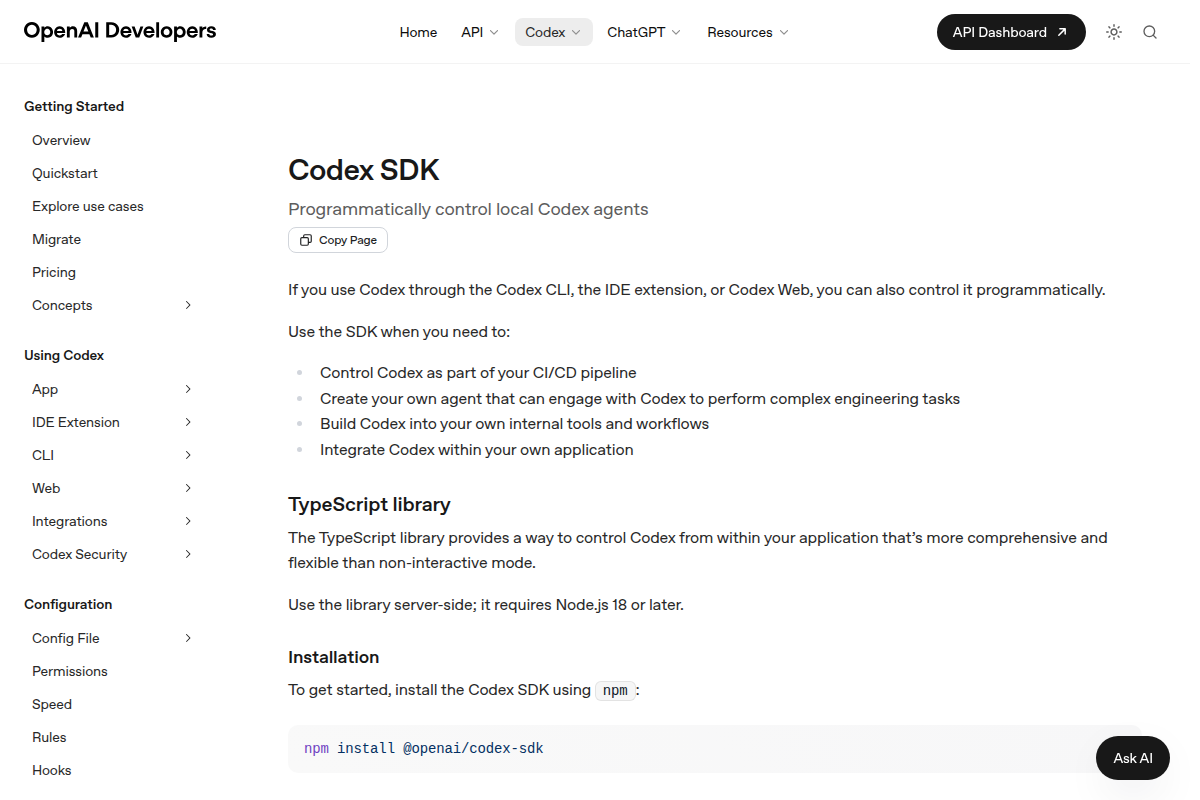 Codex SDK screenshot