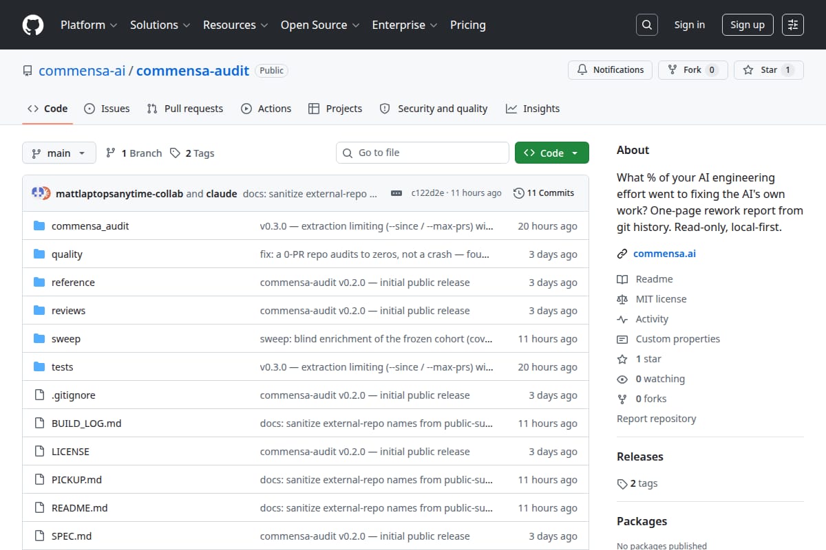 commensa-audit screenshot