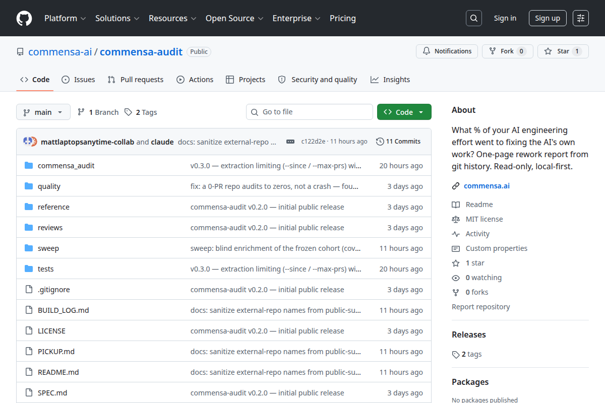 commensa-audit screenshot