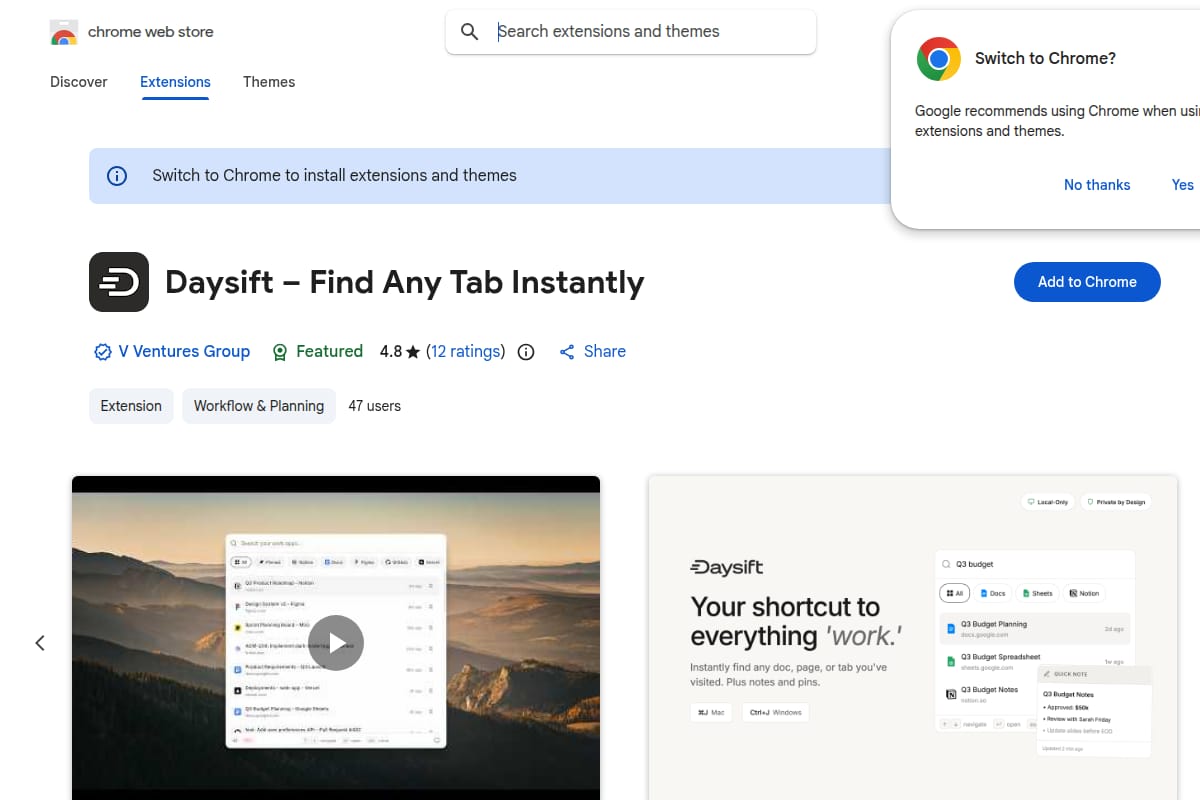 Daysift – Find Any Tab Instantly thumbnail