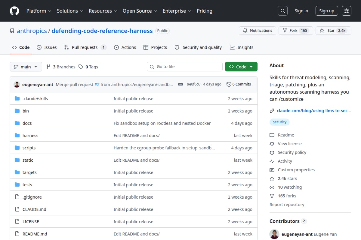 Defending Code Reference Harness screenshot