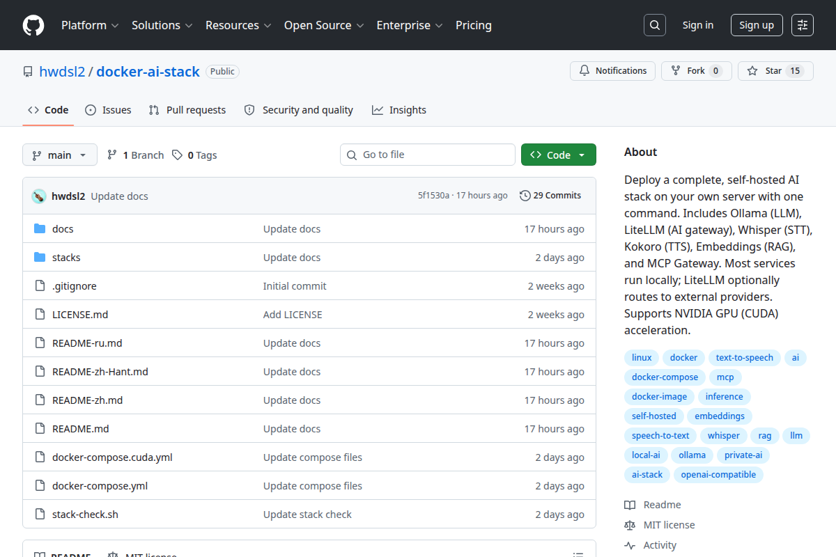 Docker AI Stack screenshot