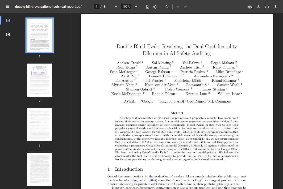 Double Blind Evals: Resolving the Dual Confidentiality Dilemma in AI Safety screenshot