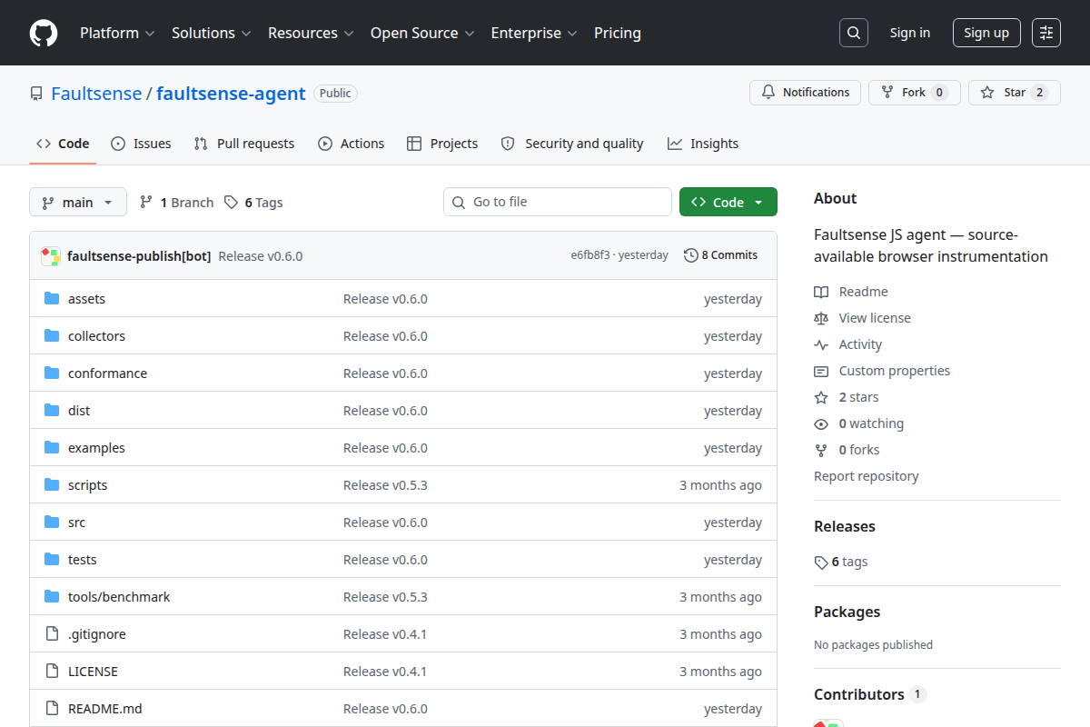Faultsense agent screenshot