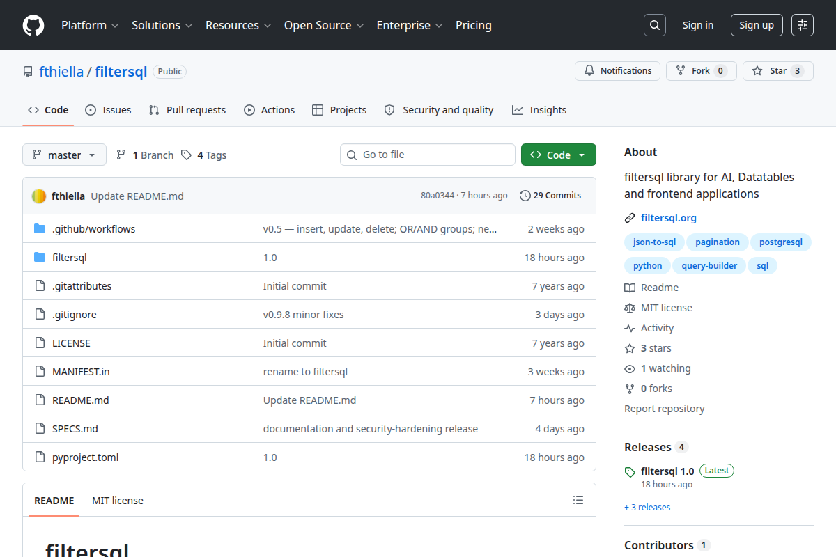 filtersql screenshot