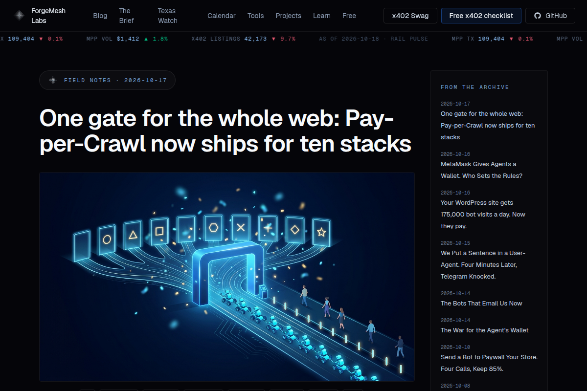 ForgeMesh Pay-per-Crawl screenshot
