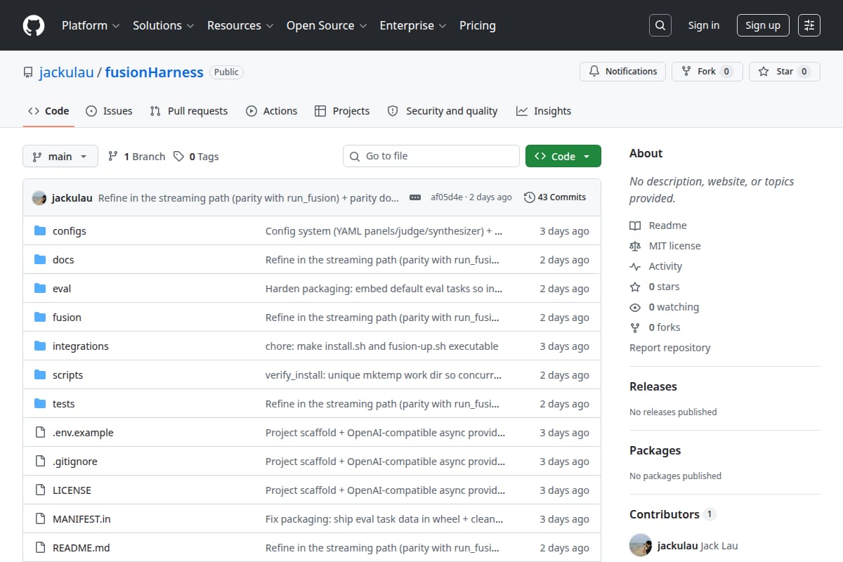 fusionHarness screenshot