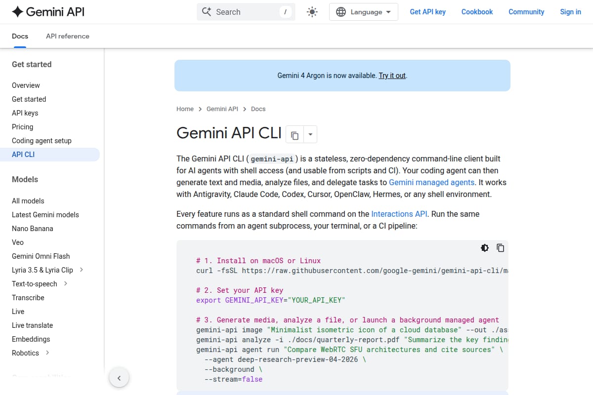 Gemini API CLI screenshot