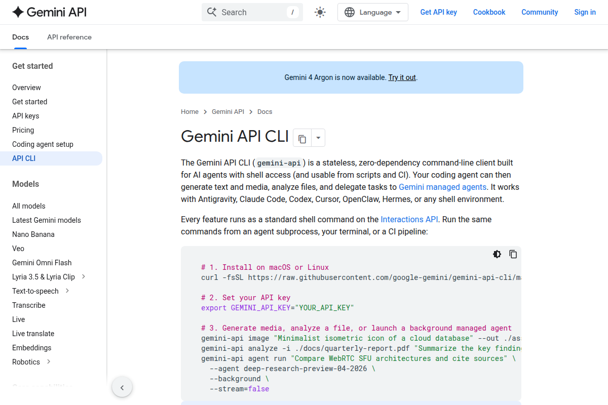 Gemini API CLI screenshot