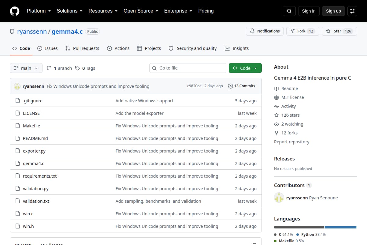 gemma4.c screenshot