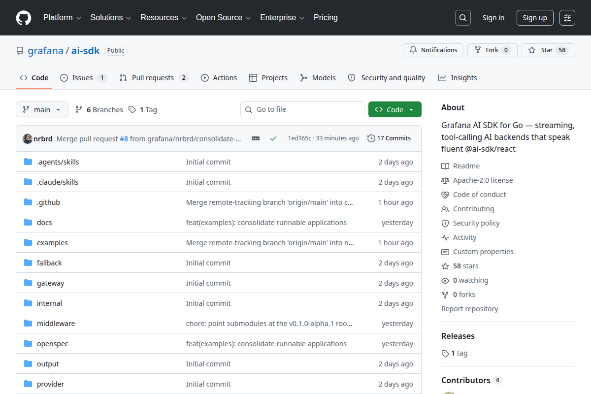 Grafana AI SDK screenshot
