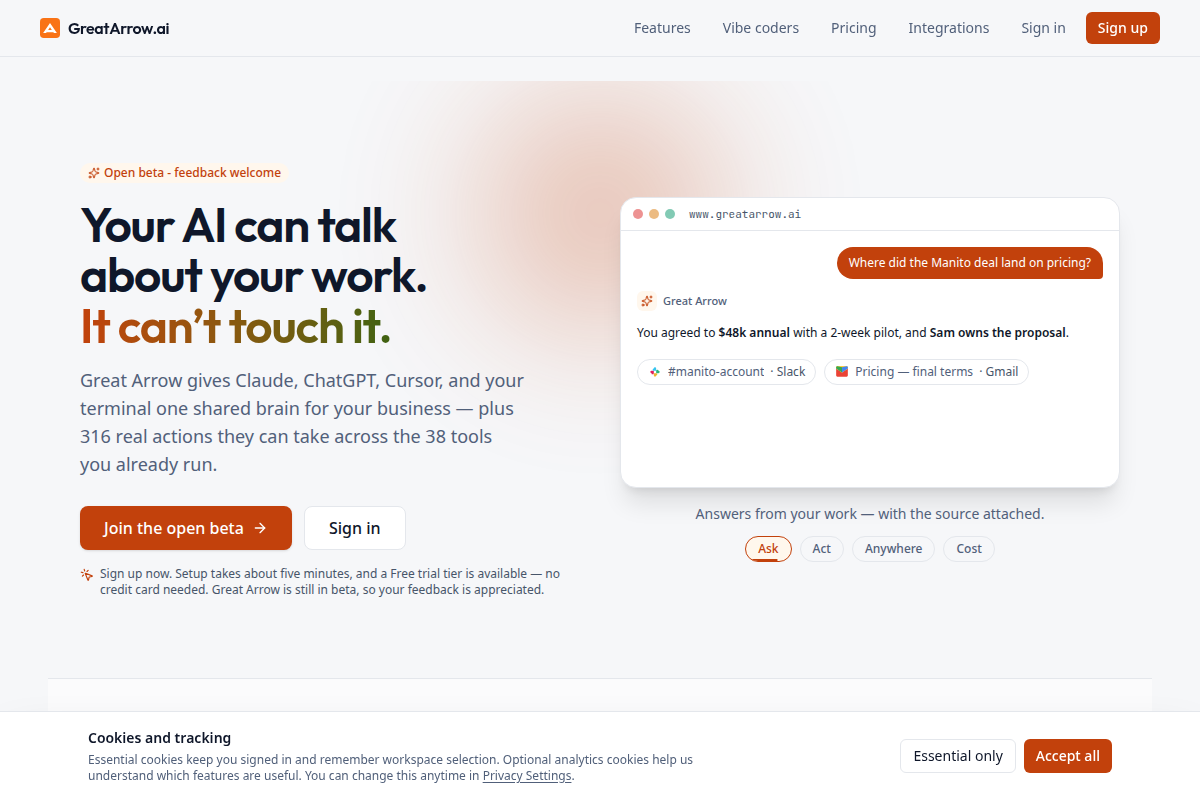 GreatArrow.ai screenshot