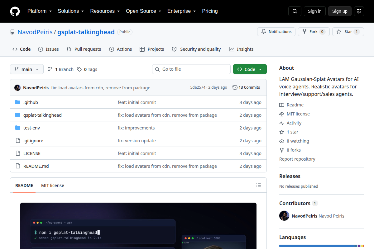 gsplat-talkinghead screenshot
