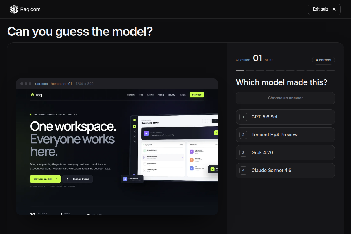 Guess the AI Website Design Model screenshot
