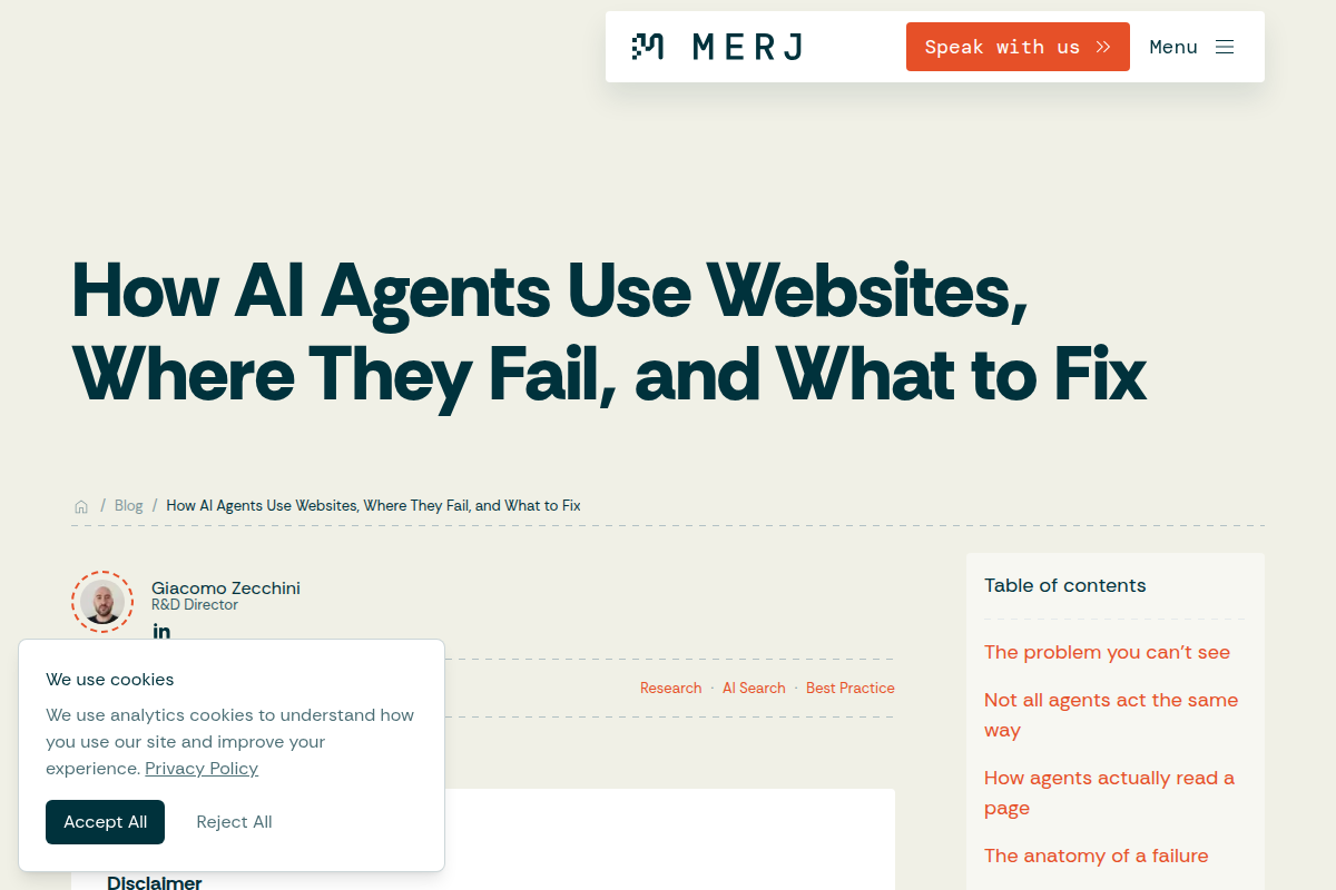 How AI Agents Use Websites, Where They Fail, and What to Fix screenshot